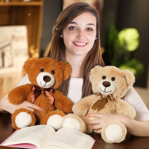 SNOWOLF Pink Teddy Bear Plush Toy, Soft Stuffed Animal Doll, 35cm