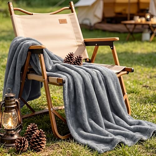 Bedsure GentleSoft Twin Fleece Blanket - 300GSM Cozy Grey
