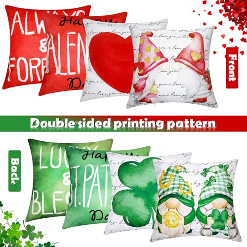 Ramede 18x18 Double-Sided Pillow Covers - Set of 4 for St. Patrick's Day & Valentine's Day