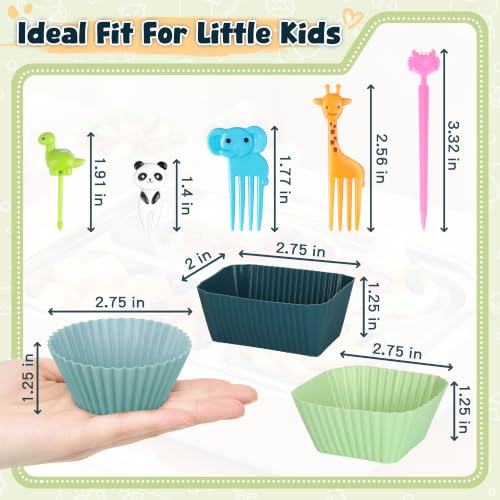 LAIYPHO 66PCS Silicone Lunch Box Dividers & Animal Food Picks - Morandi