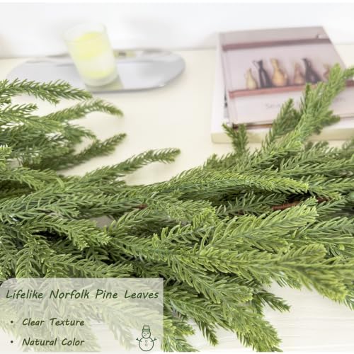 Bellacat 6ft Real Touch Norfolk Pine Garland with Soft Clear Texture Leaves - Green, 2 Pack