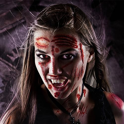 Fake Scar Temporary Tattoos - 265 Pcs Realistic Wound Stickers for Halloween