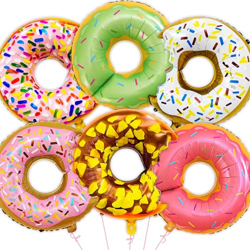 Giant Pink Donut Foil Balloons Set – 6 Pack for Birthday Decor