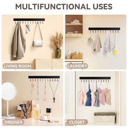 HOMEBROS Wall Mount Belt Hanger - Wooden Closet Belt Organizer, Black (2 Pcs)