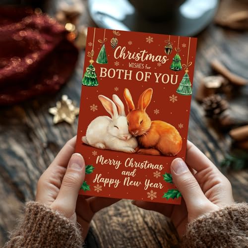 RollupJoy Cute Rabbit Christmas Card for Couples and Friends