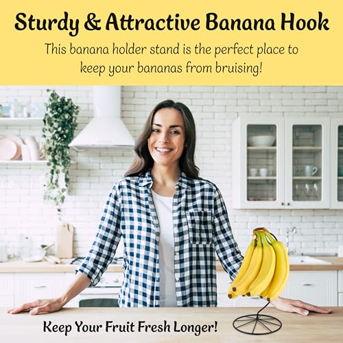 Homeries Matt Black Banana Holder Stand Modern Kitchen Counter Organizer