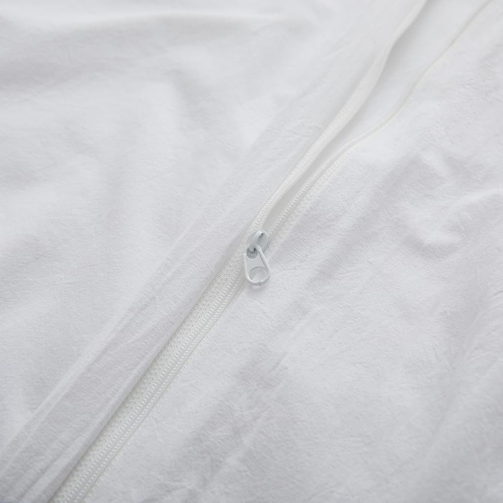 Regine Switzerland 100% Washed Cotton Duvet Cover - Breathable White Bedding Set, Queen Size 90x90 Inches
