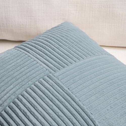 Light Blue Corduroy Throw Pillow Cover 12x20 Inch for Sofa