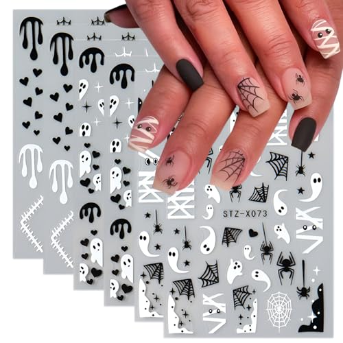 Posyofet 6 Sheets Halloween 3D Self-Adhesive Nail Art Decals
