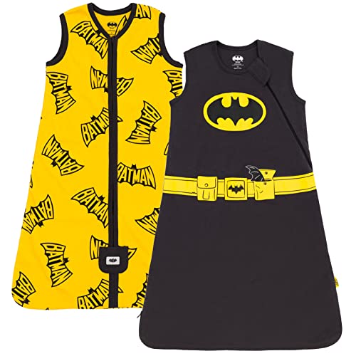 DC Comics Batman Baby Zip-Up Sleep Sacks - 2 Pack, Black/Yellow, X-Small