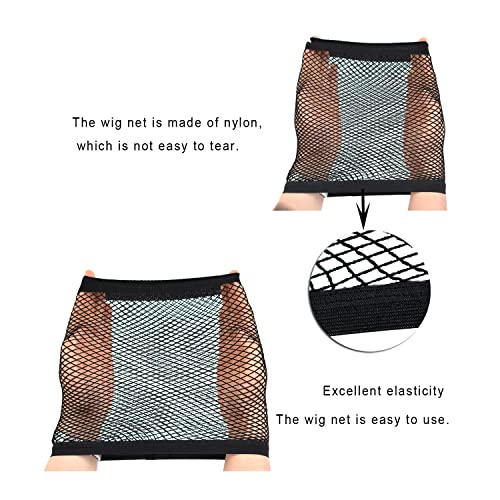 Mesh Wig Caps for Long Hair Open End Weaving Hair Net Black Large 2 Pack