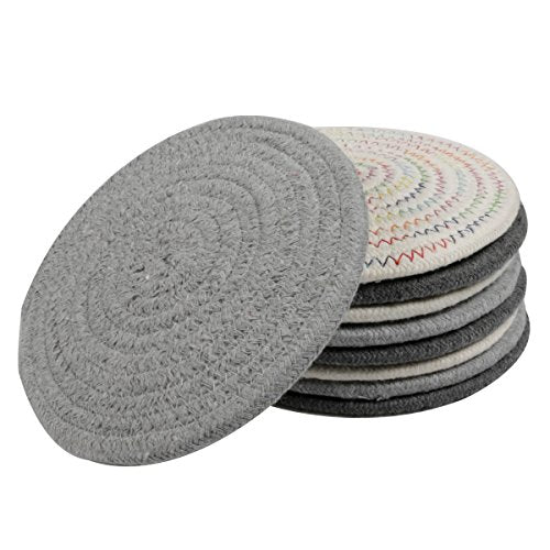 Set of 3 Heat Resistant Cotton Potholders - 7 Inch Gray