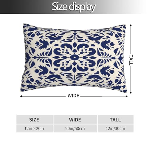 ZYNTIRAX Navy Blue Boho Throw Pillow Covers, 12x20 Inch Ethnic Lumbar Set of 2