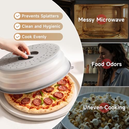 Collapsible Microwave Splatter Cover Set - 2 Pack, Grey & Red