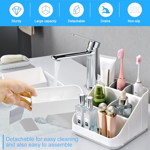 Multi-Functional Bathroom Toothbrush Holder with 6 Slots - Grey