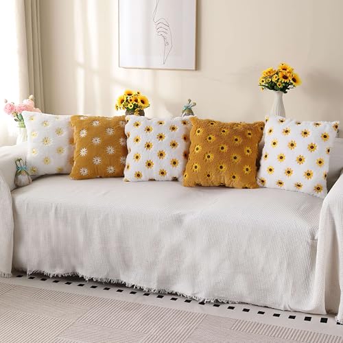 Farmhouse Yellow Sunflower Pillow Covers 18x18 Set of 2