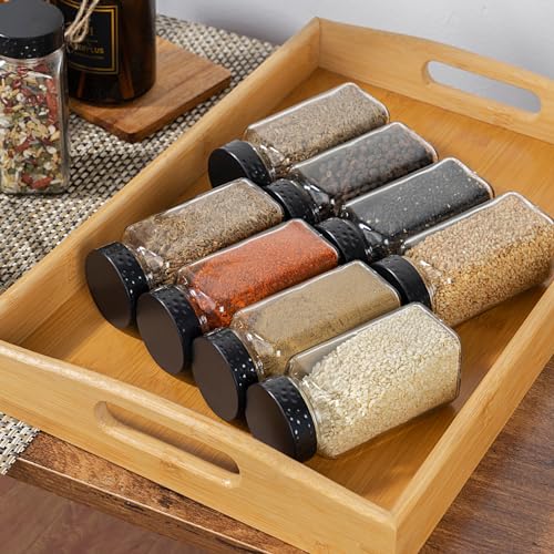 Black Lids 2pcs Square Glass Spice Jars 4 oz - Airtight Shaker Containers