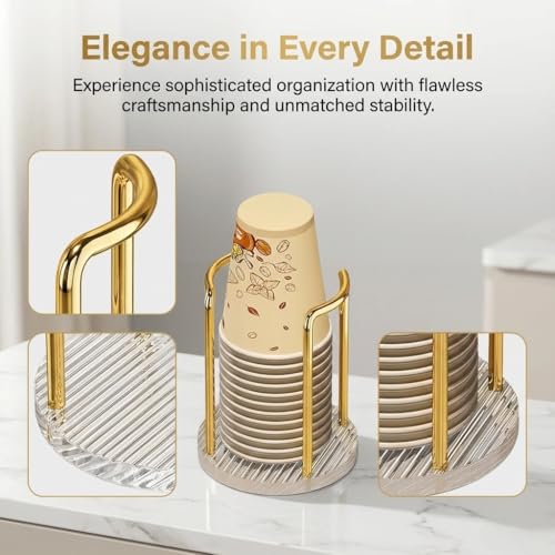 Elegant Gold Toothbrush & Mouthwash Cup Dispenser Holder