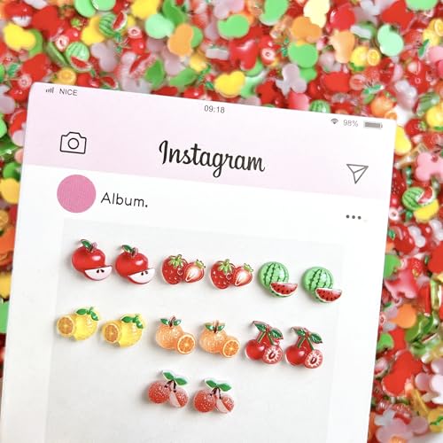 50Pcs 3D Resin Fruit Nail Art Charms Colorful Flatback Gems for Manicure