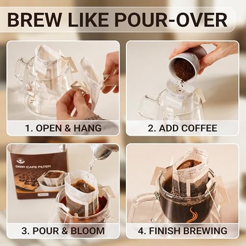 Granatan Disposable Drip Coffee Filter Bags - 100 Pack for Travel & Camping