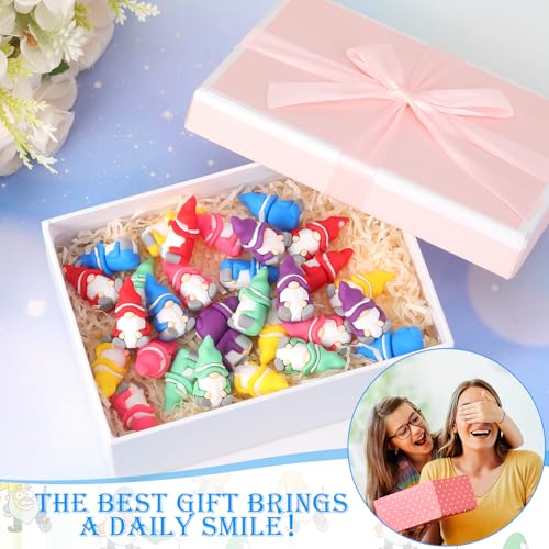 100 Pcs Mini Gnome Figurines Set - Colorful Rubber Tiny Garden Decor - Variation of 100