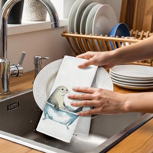 Seal Hand Towels Set - 16x24in Coastal Sea Animal Decorative Bath Towels