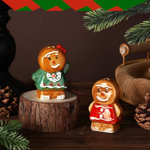 Christmas Gingerbread Man Salt and Pepper Shaker Set - Brown, 2 Pcs