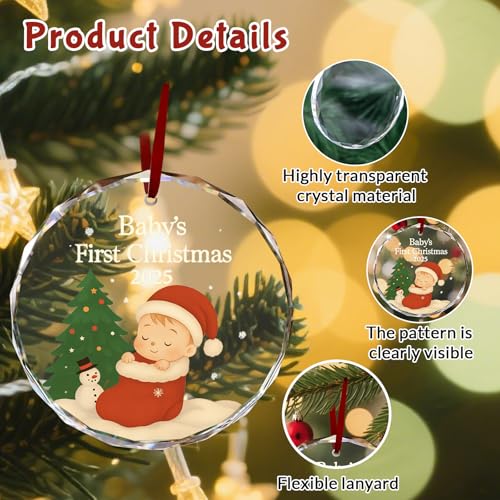 Personalized Glass Christmas Ornament - Custom Photo & Text Gift