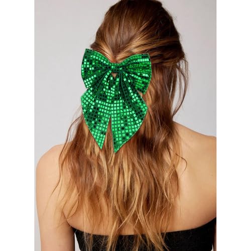ANBALA Red and Green Sequin Hair Bows with Alligator Clips