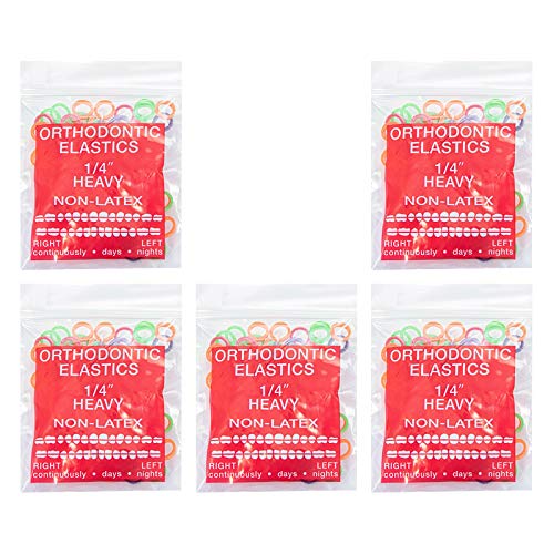 JMU Orthodontic Elastics 1/4 Inch Heavy 500 Pack Dental Rubber Bands