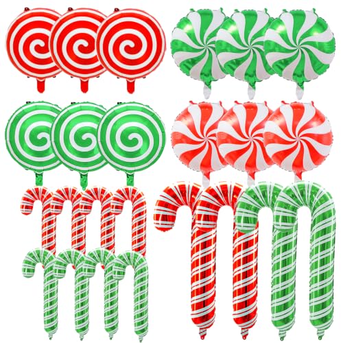 Red Candy Christmas Decorations Set with Balloons for Holiday Party