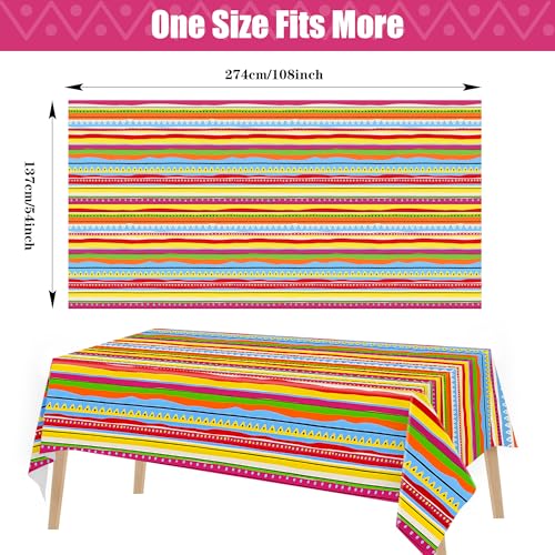 Mexican Party Tablecloths - 2 Pack Disposable Plastic 54x108