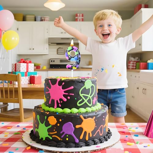 Boyuzcui Multicolor 10 Neon Birthday Candles Fluorescent Cake Topper for 10th Party
