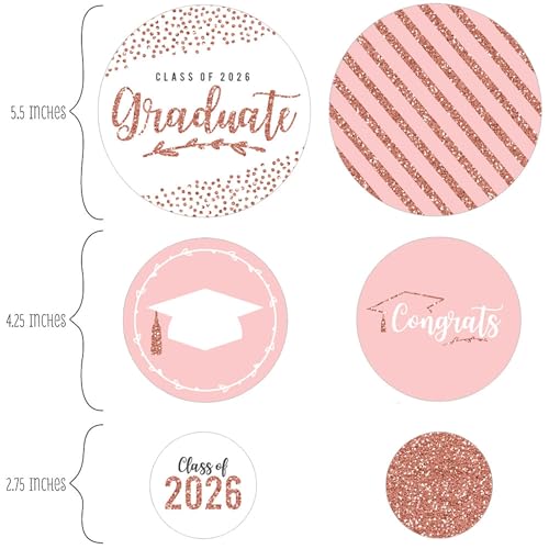 Big Dot of Happiness Rose Gold 2026 Graduation Party Giant Circle Confetti, 27 Count