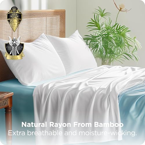 Bedsure King Size Pillow Cases Set of 2 - White, 20x36 Inches, Bamboo Rayon, Cool & Silky