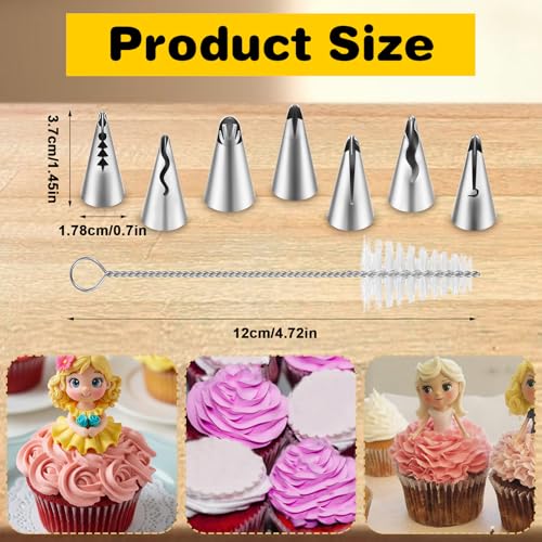 7-Piece Stainless Steel Piping Tips Set for Cake Decorating