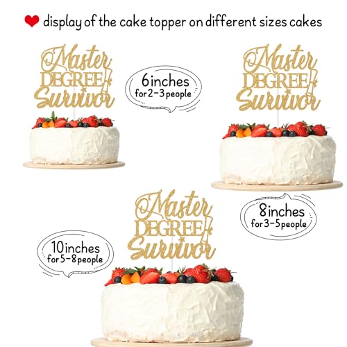 Master Degree Survivor Cake Topper Gold Glitter Class of 2026
