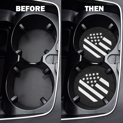 American Flag Car Cup Holder Coasters - 4 Pack, 2.75 Inch Anti-Slip