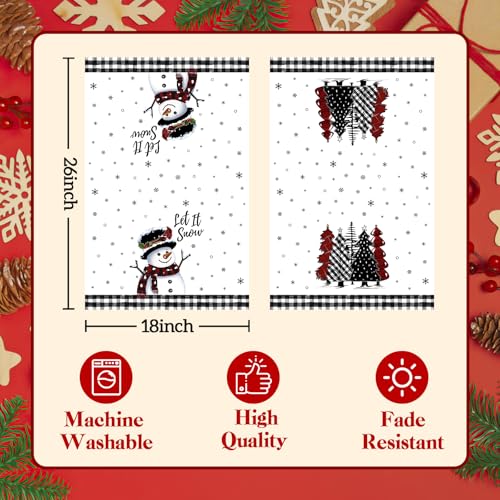 KORVITA Christmas Hand Towels 2-Piece Set, White Snowman Holiday Decor
