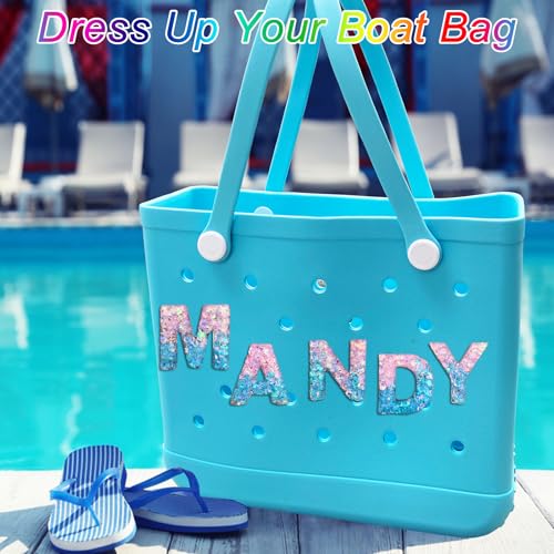 Letter Charms for Bogg Bag - Pink & Blue Sequin Alphabet Accessories