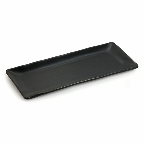 G.E.T. 10" x 4.5" Black Rectangular Heavy-Duty Melamine Plastic Serving Platter (Set of 12)