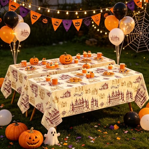 4 Pack Wizard Tablecloths - Vintage Castle Design for Parties 51x86