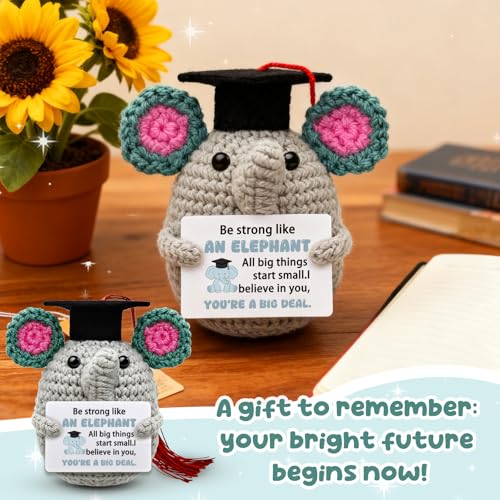 Handmade Crochet Elephant Graduation Gift - 2026 Motivational Decor