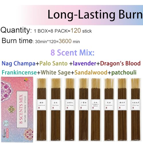 8 Scents Incense Sticks Mix - 100% Handmade Natural Aromatherapy