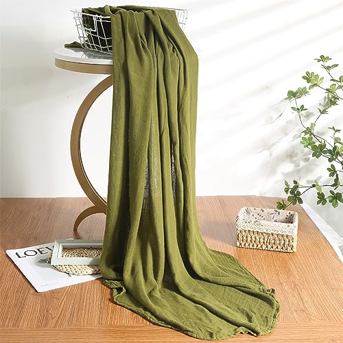 Large Olive Muslin Swaddle Blanket for Newborns - 100% Viscose