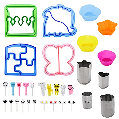 32-Piece Bento Lunch Box Accessories Set - Sandwich Cutters & Food Picks
