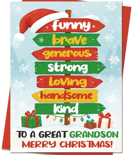 Christmas Card for Grandson - Merry Christmas from Grandma & Grandpa CD-278