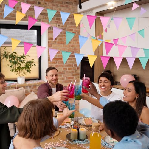 48PCS Colorful Pennant Banner Flags with Jute String for Parties & Events