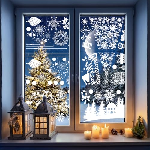 Christmas Window Clings 9 Sheet Snowman Snowflake Glass Decals