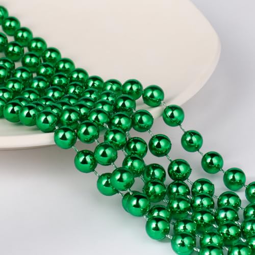 Green Beads Garland - Faux Pearl String 6mm, 98ft for DIY Crafts